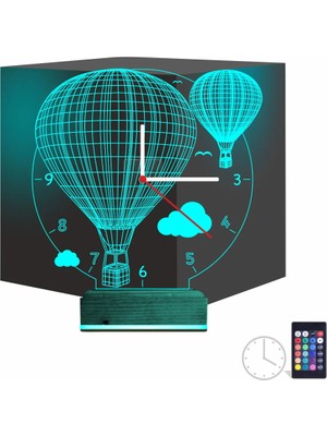 Luvivia Balon Bulut Tasarım Saatli 3D Lamba - Masa Gece Lambası