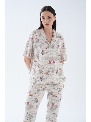 Hays Kadın Pamuklu Kısa Kollu Gömlek Pijama Üstü
