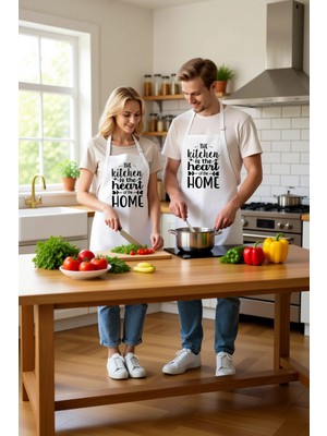 PayBuy Kadın Unisex Aşçı Önlüğü Mutfak Temalı Baskılı Rahat Kesim Boyundan Askılı Cepli Günlük Modern Şık