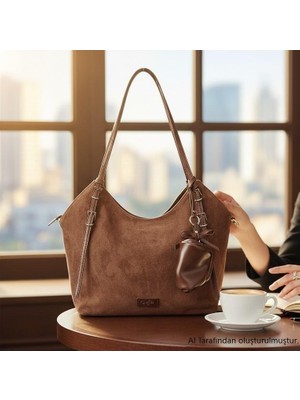 Guja C3016 Kadın Ithal Premium Büyük Boy Süet Omuz Çantası