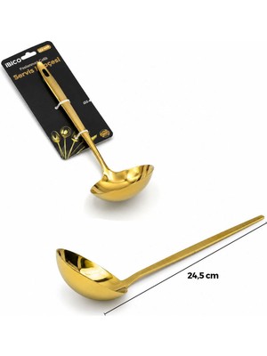 Metal Servis Kepçesi - Gold Renk - 24.5 cm