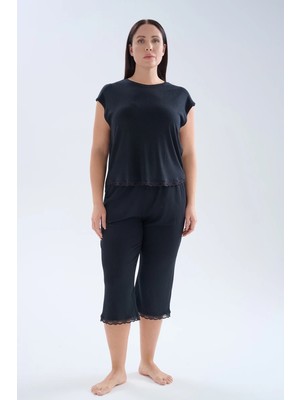 Hays Kadın Plus Size Modal Kaşkorse Kolsuz Kapri Pijama Takımı