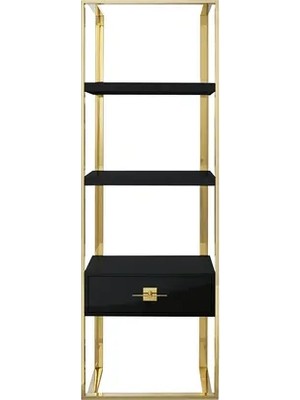 Vivense Rihanna Metal Kitaplık, Gold Siyah