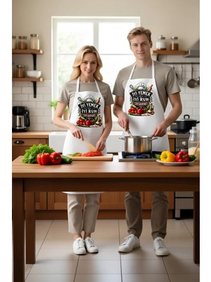PayBuy Unisex Aşçı Önlüğü Mutfak Temalı Baskılı Boyundan Askılı Rahat Kesim Günlük Kullanım Modern Şık