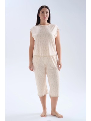 Hays Kadın Plus Size Viskoz Kolsuz Kapri Pijama Takımı