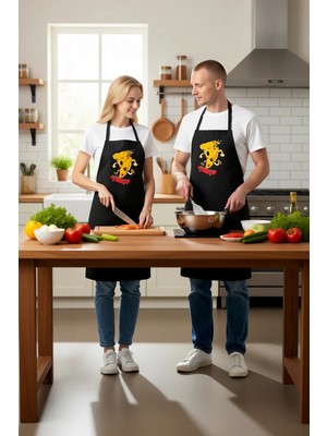 PayBuy Unisex Mutfak Aşçı Önlüğü Kaykay Pizza Baskılı Çocuk Dostu Eğlenceli Tasarım Canlı Renkli Günlük