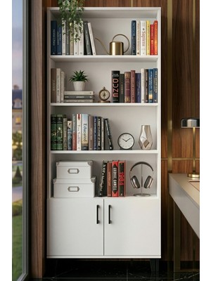 Bezos Çok Amaçlı Kitaplık Suntalam Beyaz 75X190
