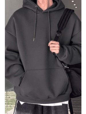 Genius Store Erkek Sweatshirt Kanguru Cepli  Içi Polarlı 3 Iplik Kapüşonlu Oversize sweatshirt Kanguru-Sweatshırt