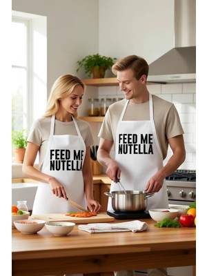 PayBuy Unisex Mutfak Önlüğü Nutella Baskılı Dtf Dijital Baskı Tekniği Rahat Kesim Günlük Kullanım Modern