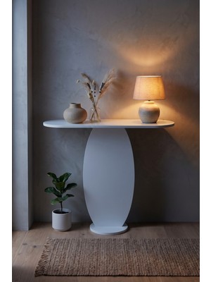 Bezos Dresuar Modern Dekoratif Antre Konsolu Giriş Hol Koridor Salon Konsol Masası 7033 Beyaz
