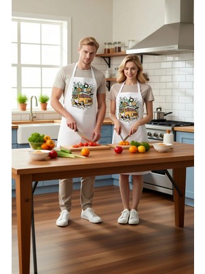 PayBuy Unisex Mutfak Aşçı Önlüğü Yemek Aracı Sevimli Karakter Baskılı Rahat Kesim Pamuklu Günlük Modern