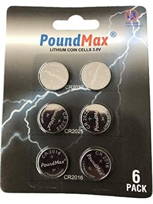 Poundmax Süper Karışık CR2032 CR2025 CR2016 3 V Lityum Düğme Pil (6'lı Paket)