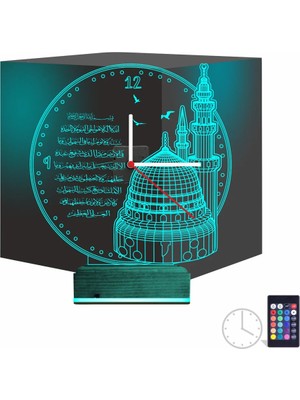 Luvivia Cami Ayetel Kürsi Saatli 3D Lamba - Masa Gece Lambası