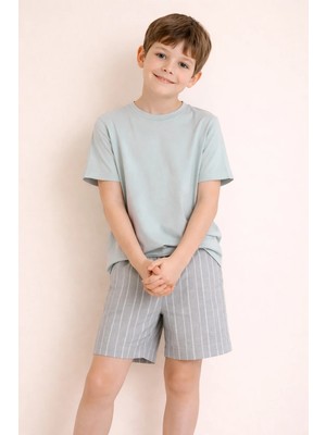Syah Erkek Çocuk Viskoz Kısa Kollu Şortlu Pijama Takımı