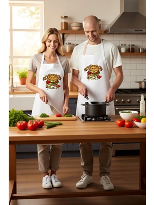 PayBuy Unisex Mutfak Önlüğü Şeytani Burger Canavarı Baskılı Dtf Dijital Teknik Rahat Kesim Günlük Modern