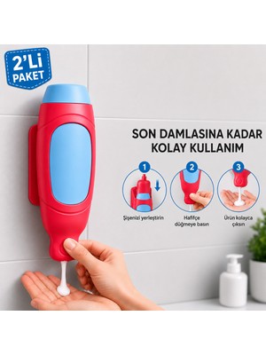 Piyatech Banyo Şampuan Duş Dispenseri - Sıvı Sabunluk Duvara Monte Manuel Sabunluk - Şampuan ve Sabun Şişeleri Için, Silikon Hazne