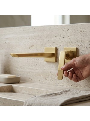 Fontana FG-A4102 Mat Altın Ankastre Lavabo Bataryası