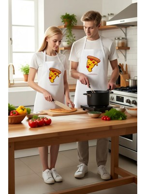 PayBuy Unisex Mutfak Aşçı Önlüğü Pizza Baskılı Çocuk Dostu Rahat Kesim Günlük Kullanım Modern Şık Konforlu