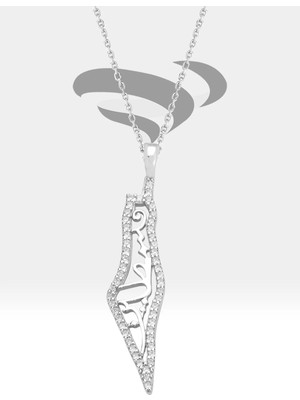 Tayfun Silver Zirkon Taşlar Ince Çizgili Kesim Modern 925 Ayar Gümüş Kolye