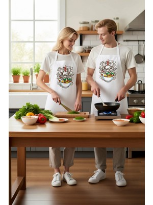 PayBuy Erkek Unisex Mutfak Aşçı Önlüğü Ramen Kase Baskılı Dtf Dijital Baskı Rahat Kesim Günlük Modern Şık