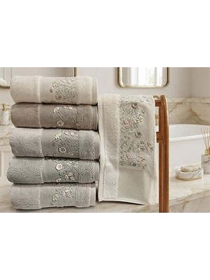 Pupilla Penye Nakışlı Havlu 6 Lı 50*90 Sonya Papatya