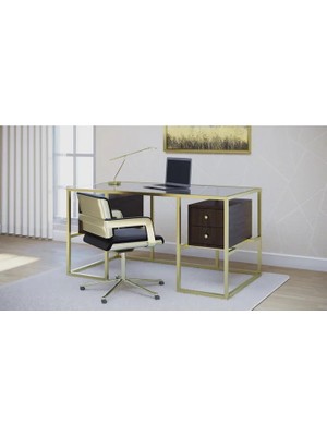 Vivense Trinity Gold Metal Çalışma Masası, Venge