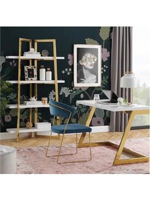Vivense Nysa Gold Metal Çalışma Masası, Beyaz