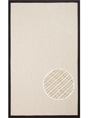 Eko Halı Ventura Vnt 2706 Cream Bordür Black Sisal Görünümlü Iç ve Dış Mekan Uyumlu Hav Vermeyen Modern Dokuma Halı