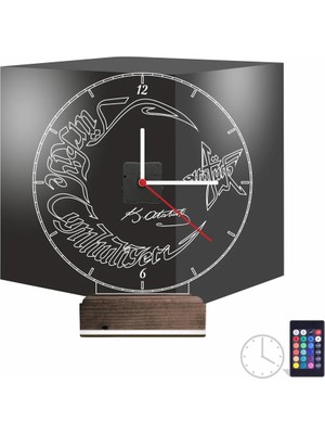 Luvivia Türk Bayrağı Ay Yıldız V1 Saatli 3D Lamba - Masa Gece Lambası
