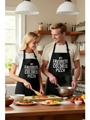 PayBuy Unisex Mutfak Aşçı Önlüğü Pizza Baskılı Mizahi Tasarım Günlük Rahat Konforlu Modern Şık Zarif