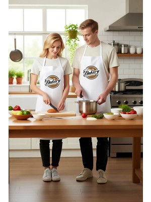 PayBuy Kadın Unisex Mutfak Aşçı Önlüğü Fırıncılık Temalı Baskılı Rahat Kesim Günlük Kullanım Modern Şık