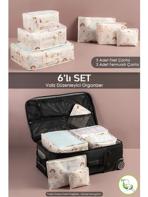 Meleni Baby 6'lı Bavul Valiz Içi Organizer Set - Anne Bebek Hastane Çıkış Çantası Düzenleyici - Seyahat Çantası