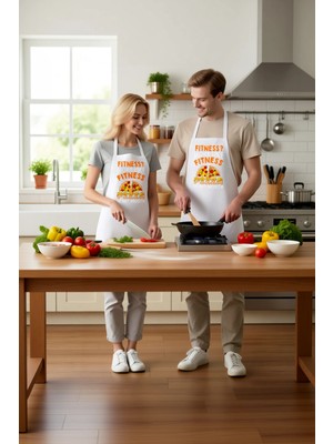 PayBuy Unisex Mutfak Aşçı Önlüğü Pizza Baskılı Komik Tasarım Mizah Desen Rahat Kesim Günlük Modern Şık