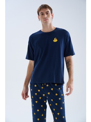 Syah Erkek Pamuklu Kısa Kollu Pijama Üstü
