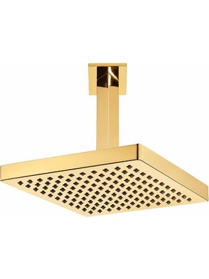 Eca - Tiera Tavandan Duş Başlığı Seti Altın 20X20 cm (Duş Iniş Borusu Dahil) Outlet - 102845032-