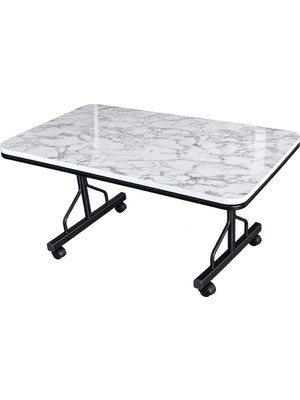 Netoc Metal Ayaklı Tekerlekli Orta Sehpa 70X110 Mutfak Masası Yükseklik 55CM Demonte