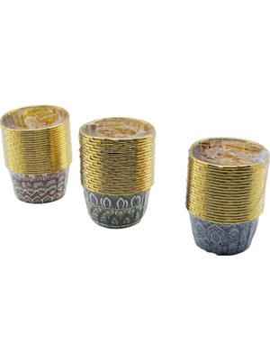 20'li Muffin Kek Kapsülü Seti - Kağıt - Gold - Folyolu