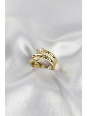 ALK Mey Ithalat® Pirinç Gold Renk Sarmal Yılan Model Kadın Yüzük