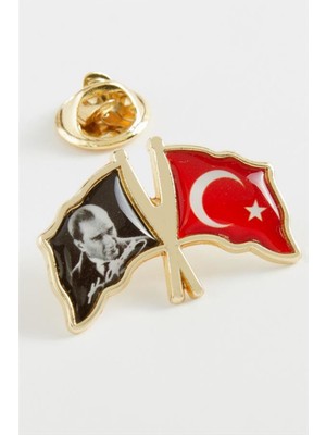 Bijuteri Net Atatürk Ay Yıldız Yaka Rozet - Gümüş Rengi