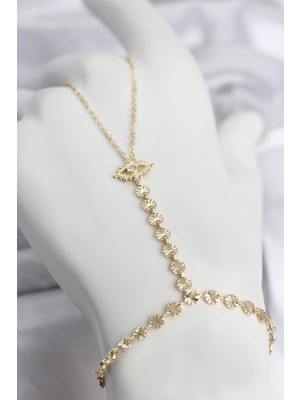 ALK Mey Ithalat® Gold Renk Pirinç Zirkon Taşlı Göz Model Şahmeran