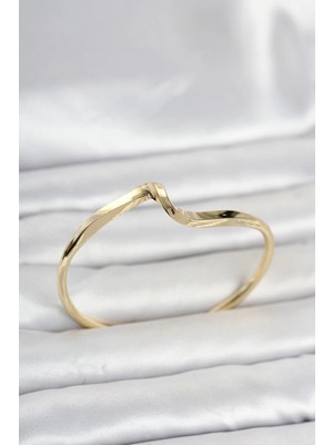ALK Mey Ithalat® Gold Renk Pirinç Zikzak Model Kadın Bileklik