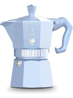 Bialetti - Exclusive: 3 Cups Ocak Üstü Espresso Pişirici - 130ML - Mavi Renk - Alüminyum Gövde - Pat