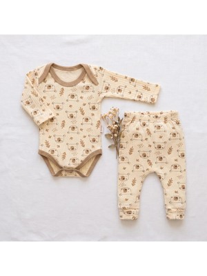 Minelora Unisex Bebek Ayıcıklı Zıbın & Pantolon 2'li Takım