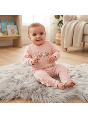 CemBebe Kız Bebek Baharlık Penye Takım Alt Üst Yumuşacık Pamuklu Mevsimlik