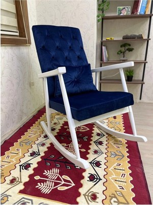 Asedia Trend Lacivert Kapitoneli Sallanan Sandalye Dinlenme Emzirme Tv Okuma Koltuğu Berjer