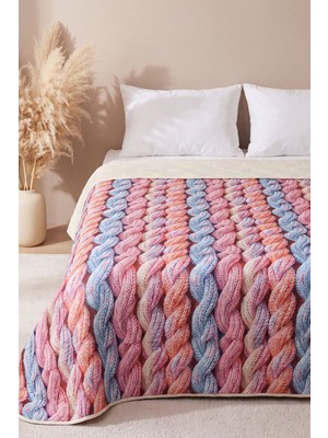 Renkli Ipler 5d Çok Amaçlı Çift Kişilik Baskılı Pike & Yatak Örtüsü 200X220 cm
