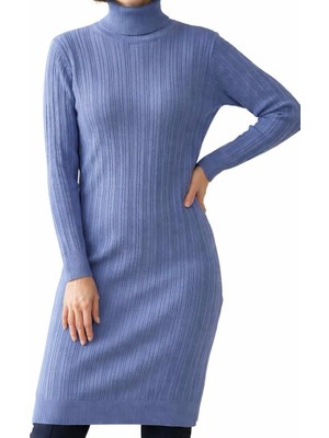 Tiritek Triko Balıkçı Yaka Triko Tunik / Indigo Mavi