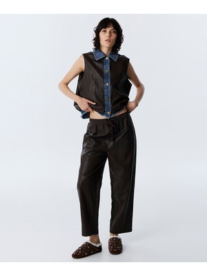 Twist Deri Görünümlü Straıght Pantolon TW6260003181074