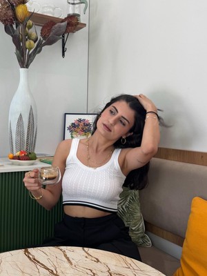Kadın Şerit Detaylı Crop Atlet Bralet