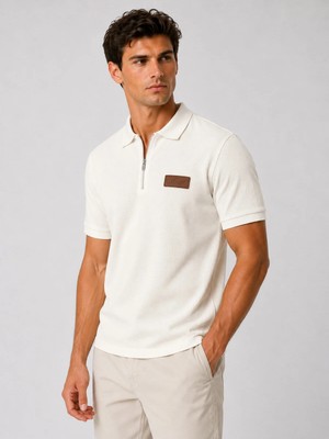 Prolet Erkek Fermuarlı Waffle Polo T-Shirt
